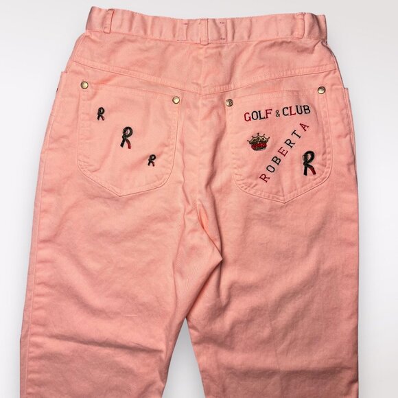 Vintage Hardy Amies Peach High Rise Embroidered Jeans Straight Leg Small - Picture 8 of 11